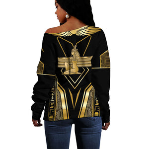 Egypt Feather Of Maat Off Shoulder Sweater Ancient Mythology Truth And Justice