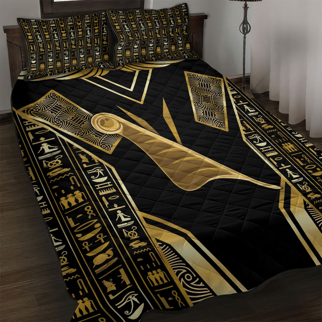 Egypt Feather Of Maat Quilt Bed Set Ancient Mythology Truth And Justice