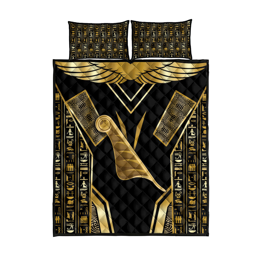 Egypt Feather Of Maat Quilt Bed Set Ancient Mythology Truth And Justice