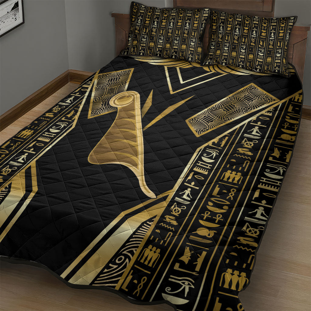 Egypt Feather Of Maat Quilt Bed Set Ancient Mythology Truth And Justice