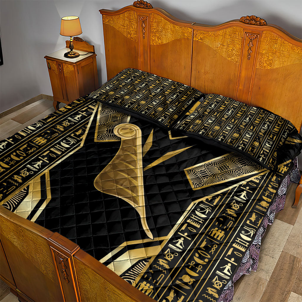 Egypt Feather Of Maat Quilt Bed Set Ancient Mythology Truth And Justice