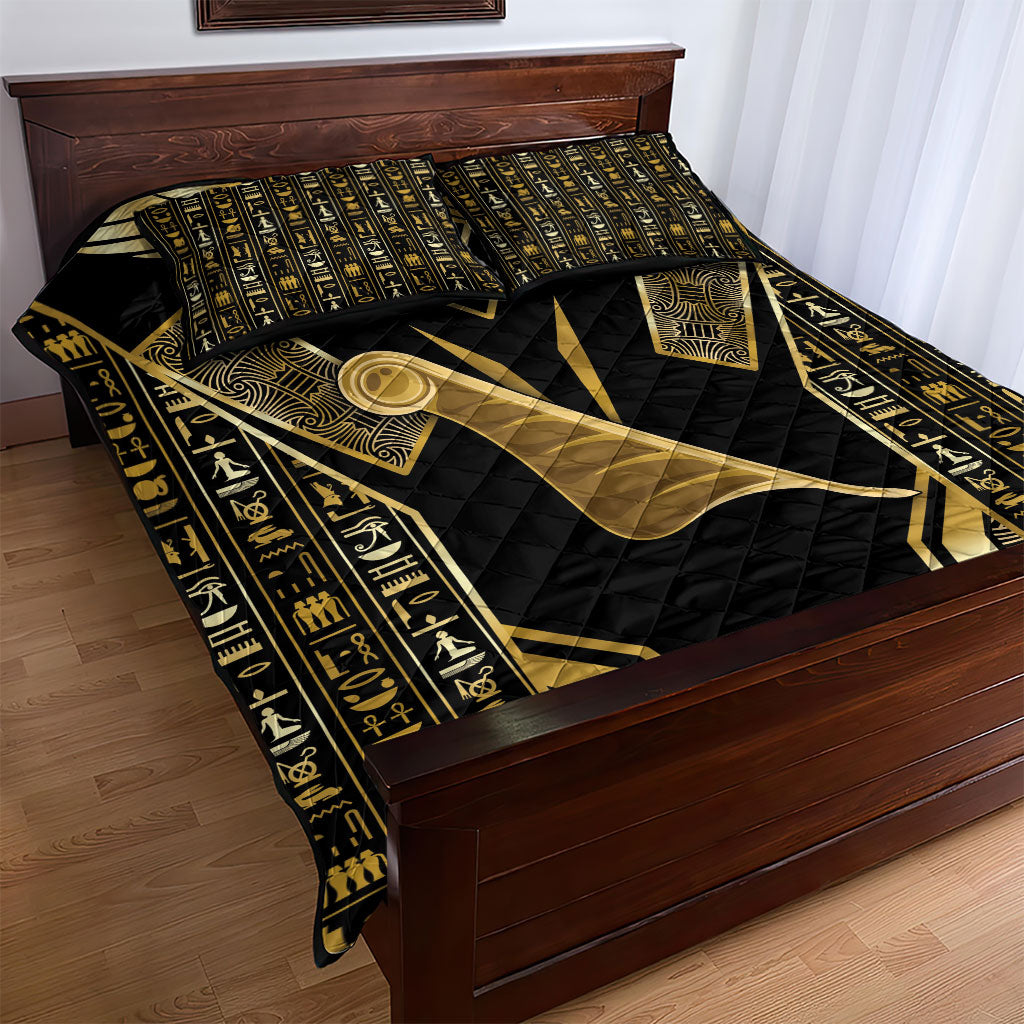Egypt Feather Of Maat Quilt Bed Set Ancient Mythology Truth And Justice
