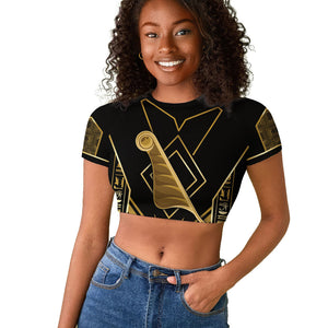 Egypt Feather Of Maat Raglan Cropped T shirt Ancient Mythology Truth And Justice