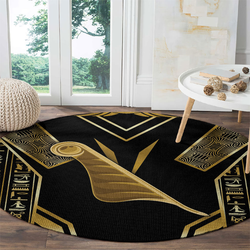 Egypt Feather Of Maat Round Carpet Ancient Mythology Truth And Justice