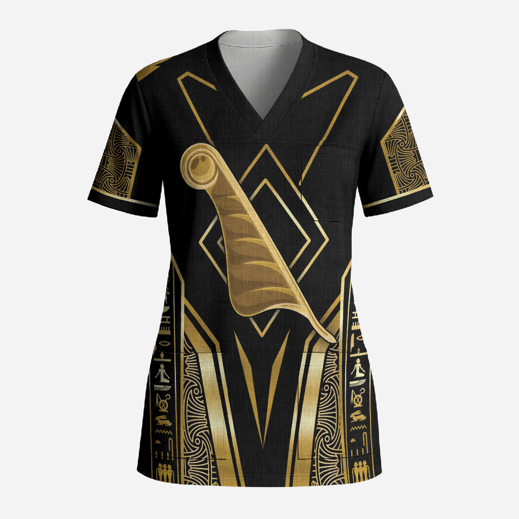 Egypt Feather Of Maat Scrub Top Ancient Mythology Truth And Justice