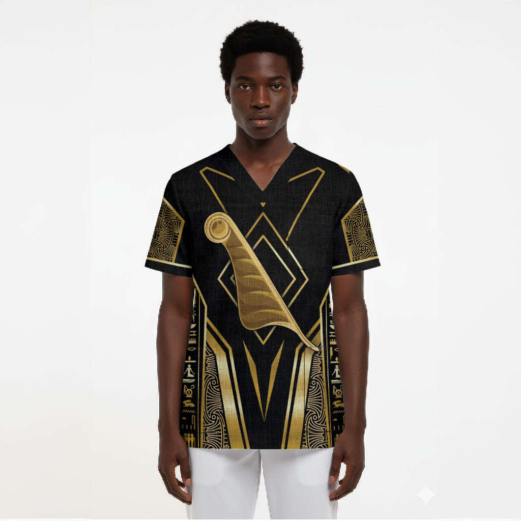 Egypt Feather Of Maat Scrub Top Ancient Mythology Truth And Justice