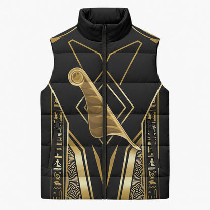 Egypt Feather Of Maat Sleeveless Puffer Jacket Ancient Mythology Truth And Justice