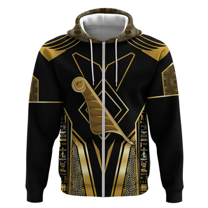 Egypt Feather Of Maat Zip Hoodie Ancient Mythology Truth And Justice