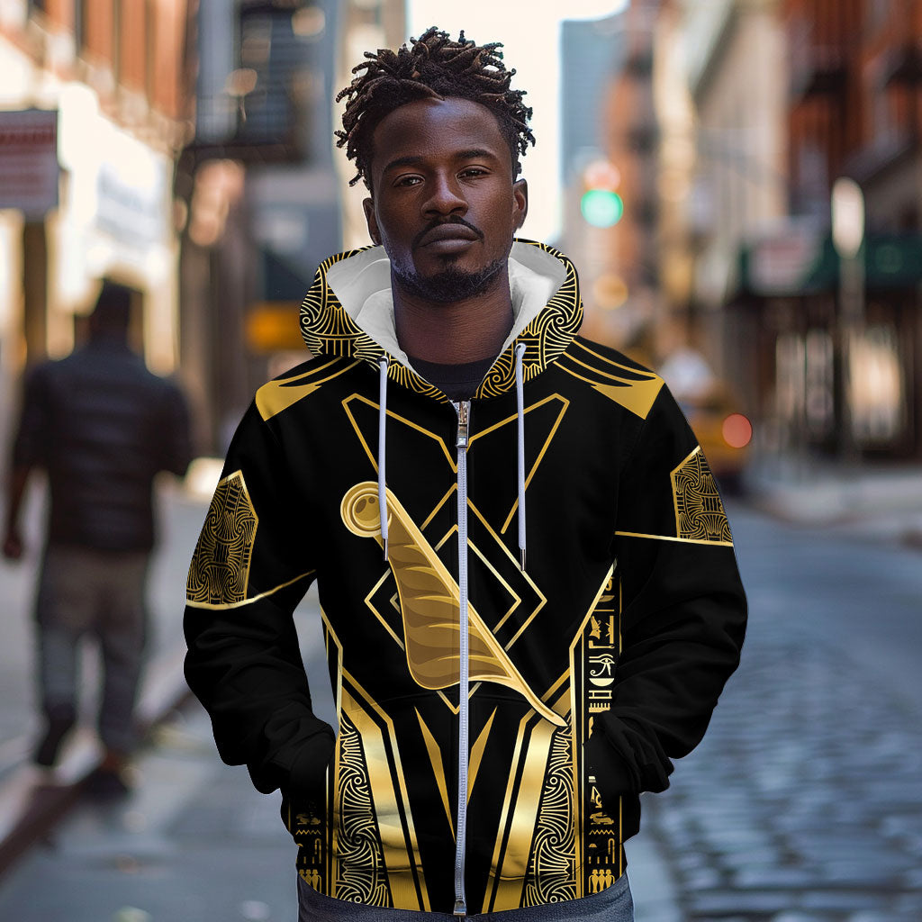 Egypt Feather Of Maat Zip Hoodie Ancient Mythology Truth And Justice