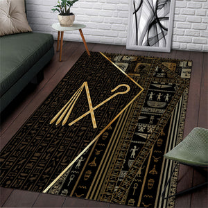Egypt Crook And Flail Area Rug Ancient Mythology Pharaoh Royalty Gold