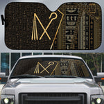 Egypt Crook And Flail Auto Sun Shade Ancient Mythology Pharaoh Royalty Gold