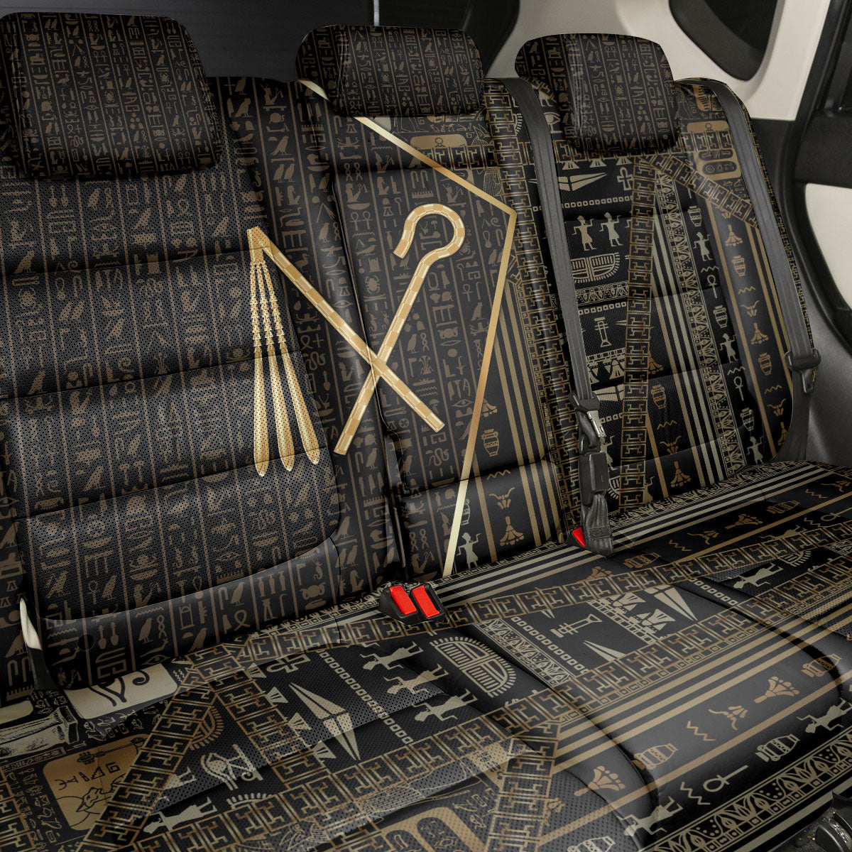 Egypt Crook And Flail Back Car Seat Cover Ancient Mythology Pharaoh Royalty Gold