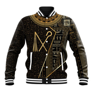 Egypt Crook And Flail Baseball Jacket Ancient Mythology Pharaoh Royalty Gold