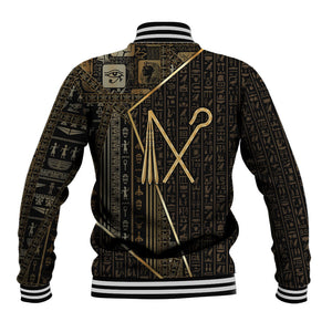 Egypt Crook And Flail Baseball Jacket Ancient Mythology Pharaoh Royalty Gold