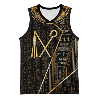 Egypt Crook And Flail Basketball Jersey Ancient Mythology Pharaoh Royalty Gold