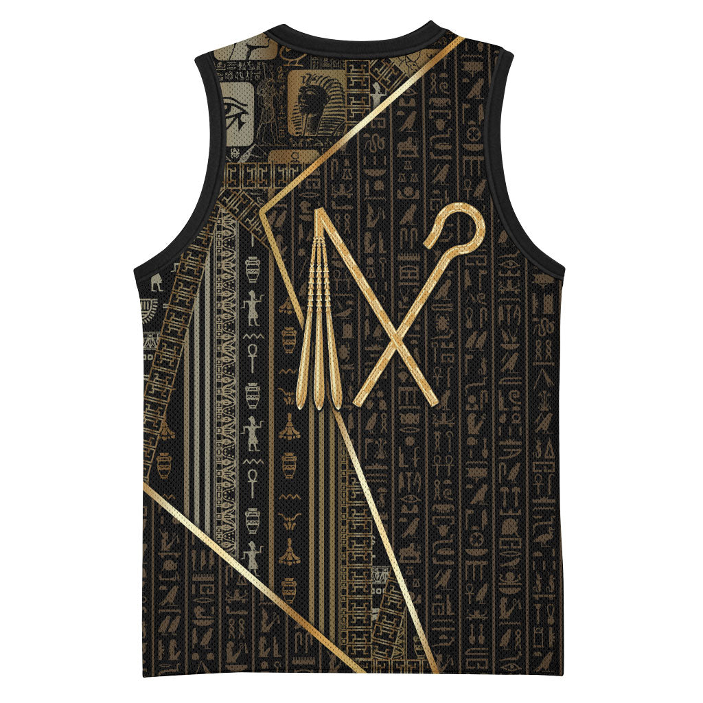 Egypt Crook And Flail Basketball Jersey Ancient Mythology Pharaoh Royalty Gold