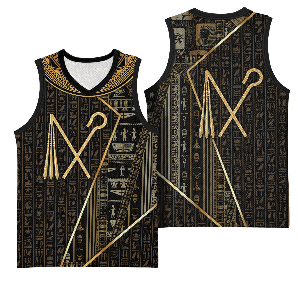 Egypt Crook And Flail Basketball Jersey Ancient Mythology Pharaoh Royalty Gold