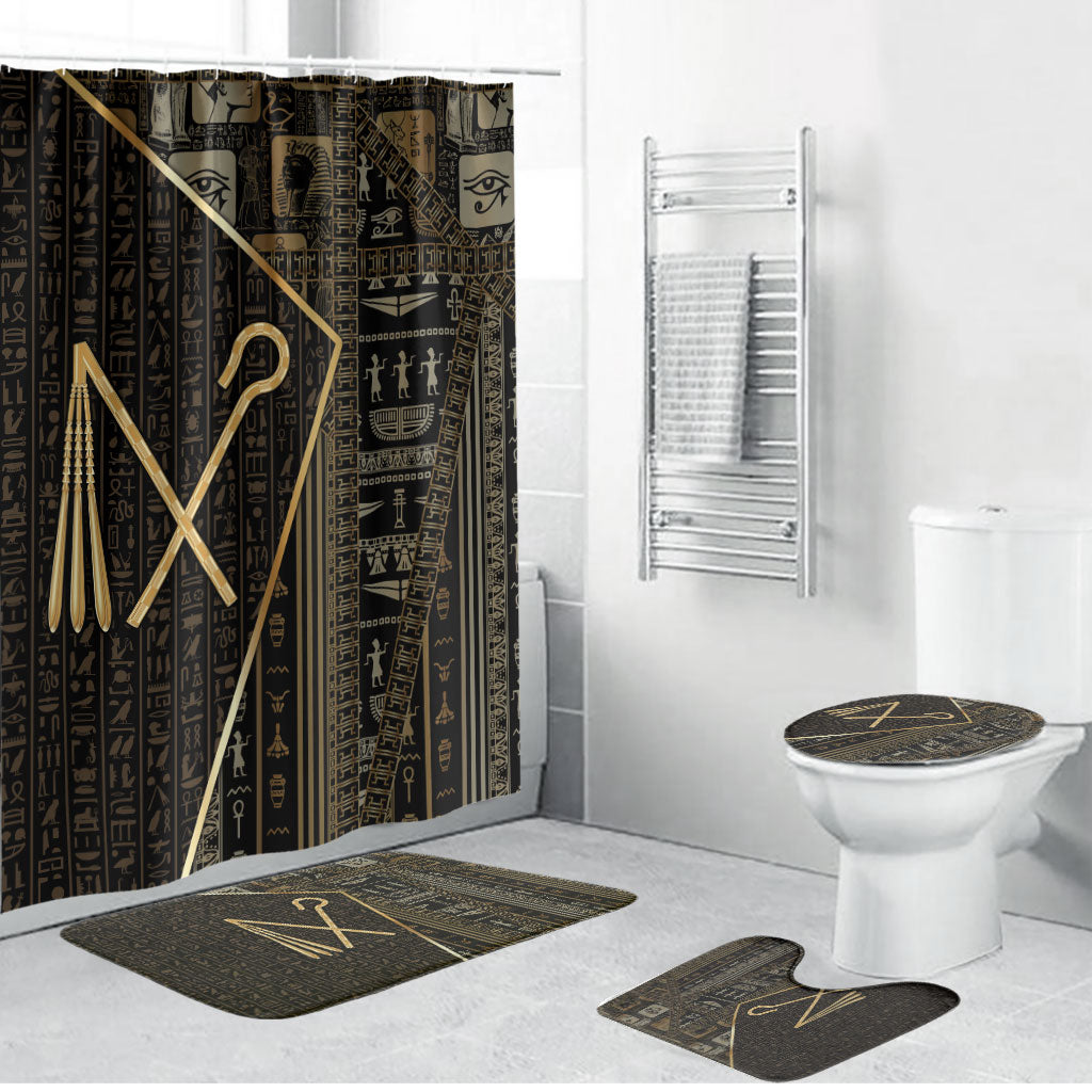 Egypt Crook And Flail Bathroom Set Ancient Mythology Pharaoh Royalty Gold