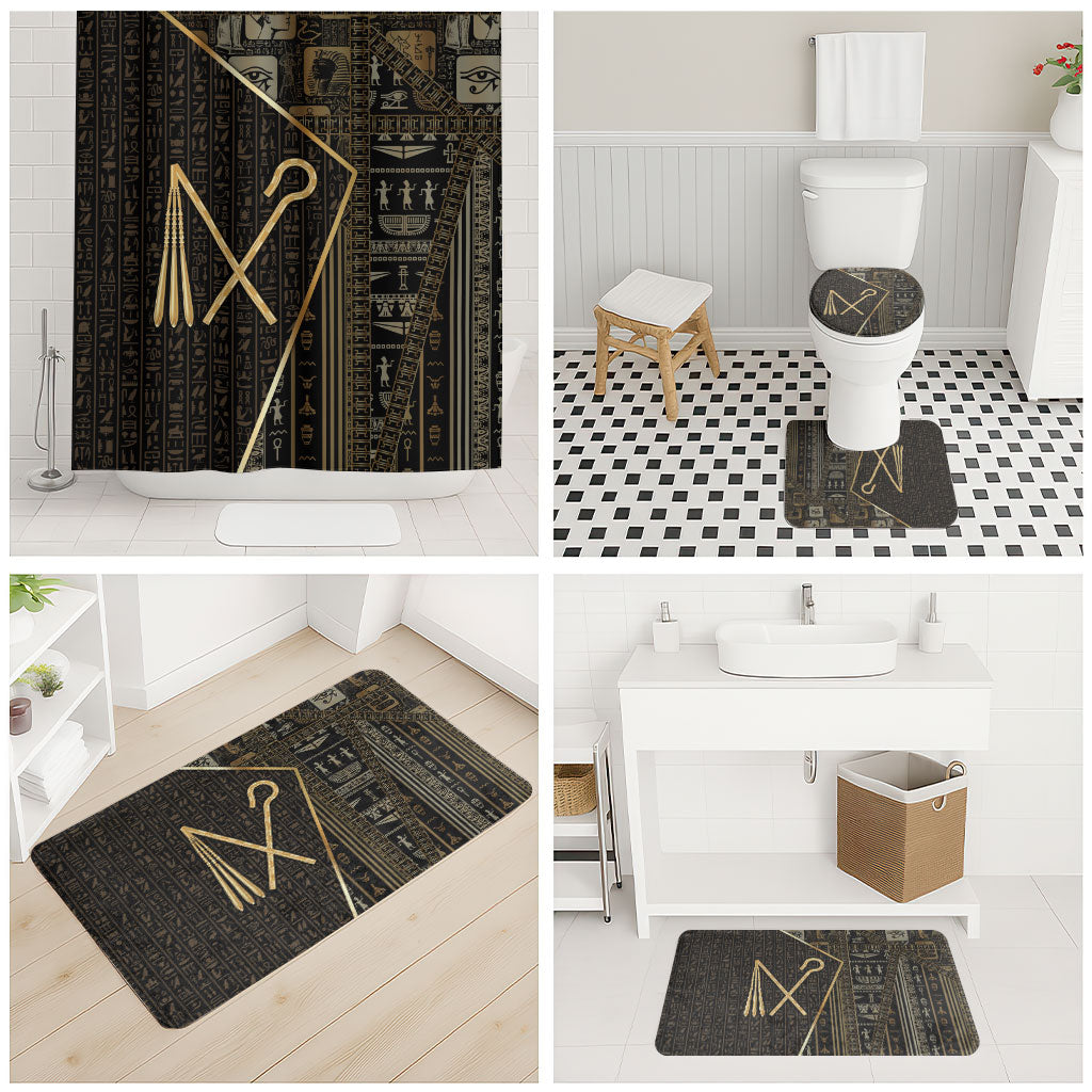 Egypt Crook And Flail Bathroom Set Ancient Mythology Pharaoh Royalty Gold