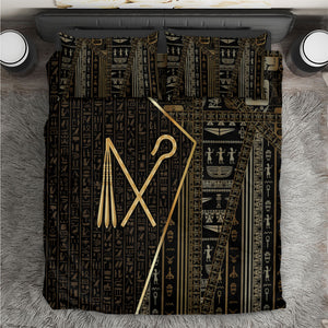 Egypt Crook And Flail Bedding Set Ancient Mythology Pharaoh Royalty Gold