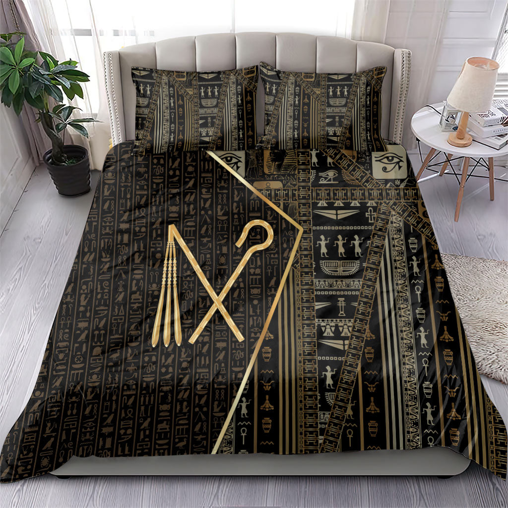 Egypt Crook And Flail Bedding Set Ancient Mythology Pharaoh Royalty Gold