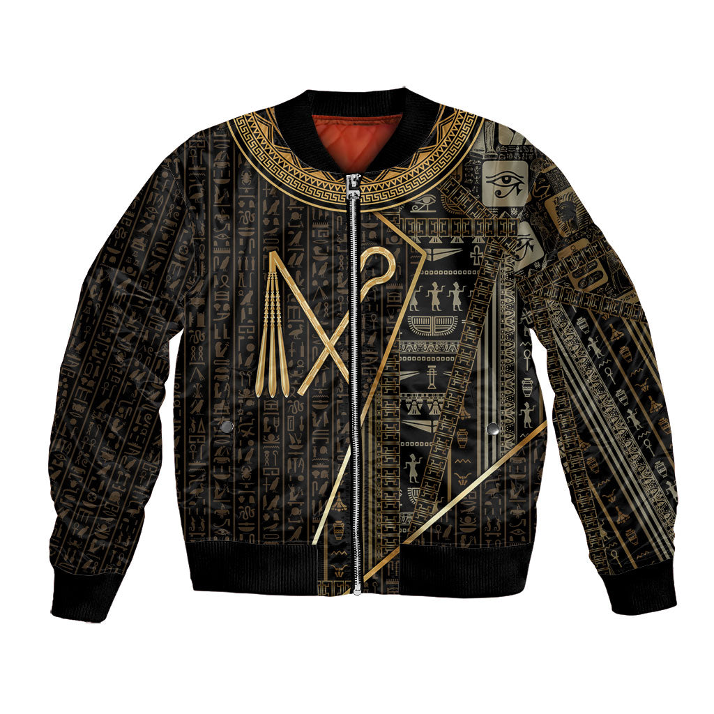 Egypt Crook And Flail Bomber Jacket Ancient Mythology Pharaoh Royalty Gold