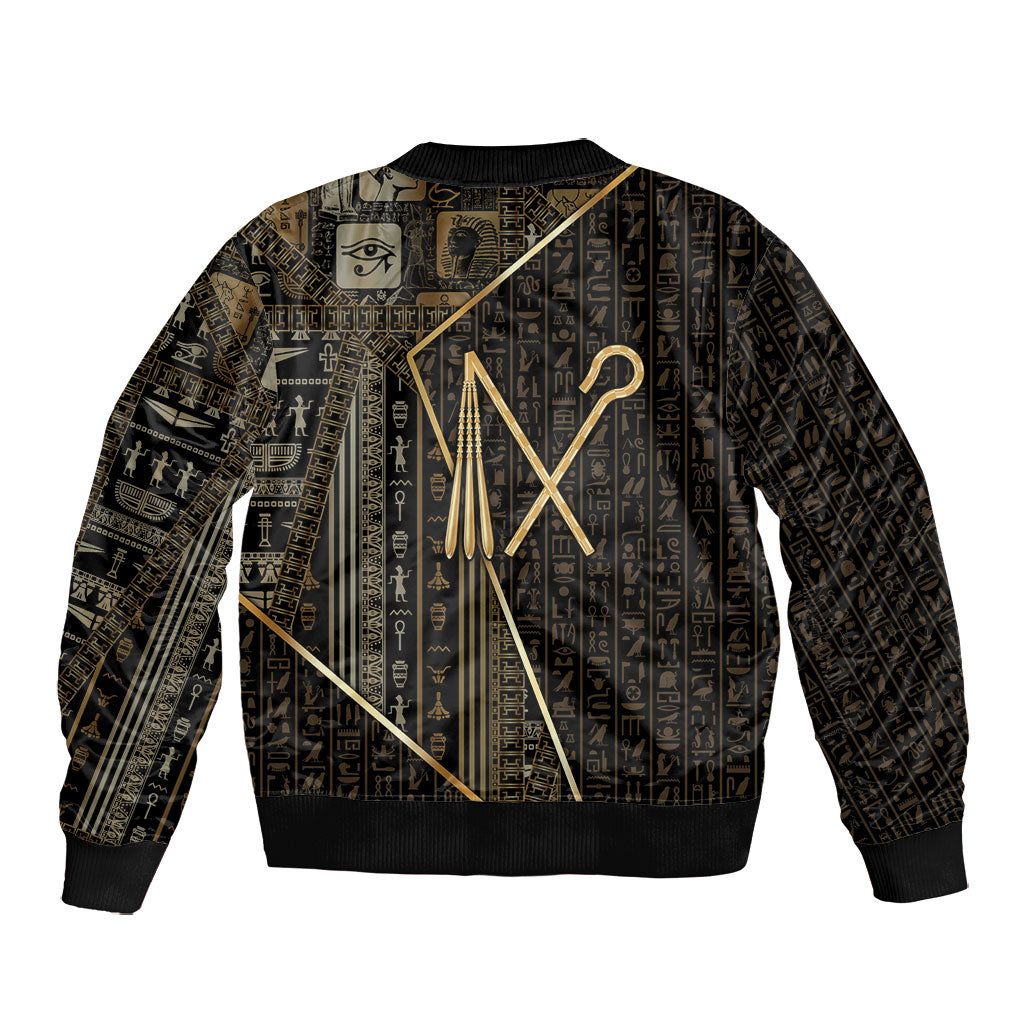 Egypt Crook And Flail Bomber Jacket Ancient Mythology Pharaoh Royalty Gold