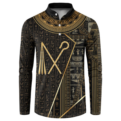 Egypt Crook And Flail Button Sweatshirt Ancient Mythology Pharaoh Royalty Gold