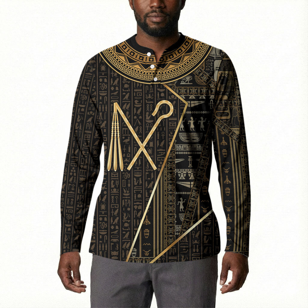 Egypt Crook And Flail Button Sweatshirt Ancient Mythology Pharaoh Royalty Gold