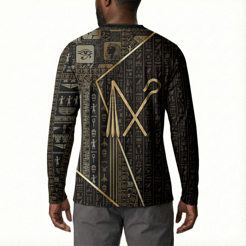 Egypt Crook And Flail Button Sweatshirt Ancient Mythology Pharaoh Royalty Gold