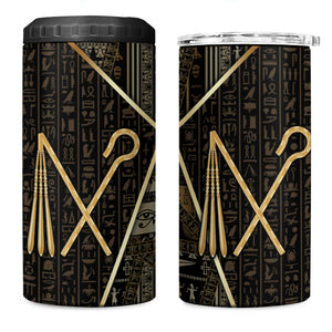 Egypt Crook And Flail 4 in 1 Can Cooler Tumbler Ancient Mythology Pharaoh Royalty Gold