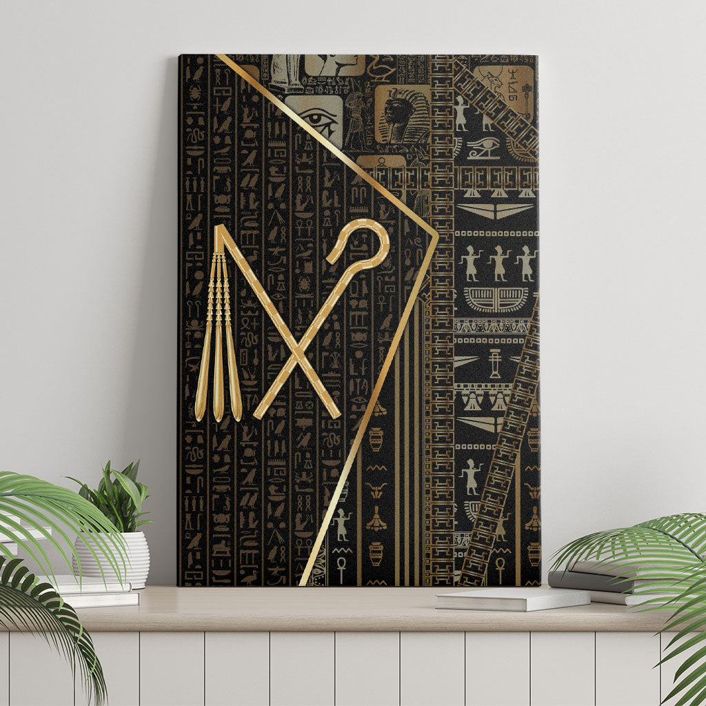 Egypt Crook And Flail Canvas Wall Art Ancient Mythology Pharaoh Royalty Gold