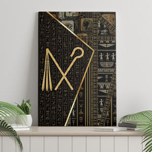 Egypt Crook And Flail Canvas Wall Art Ancient Mythology Pharaoh Royalty Gold