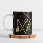 Egypt Crook And Flail Ceramic Mug Ancient Mythology Pharaoh Royalty Gold