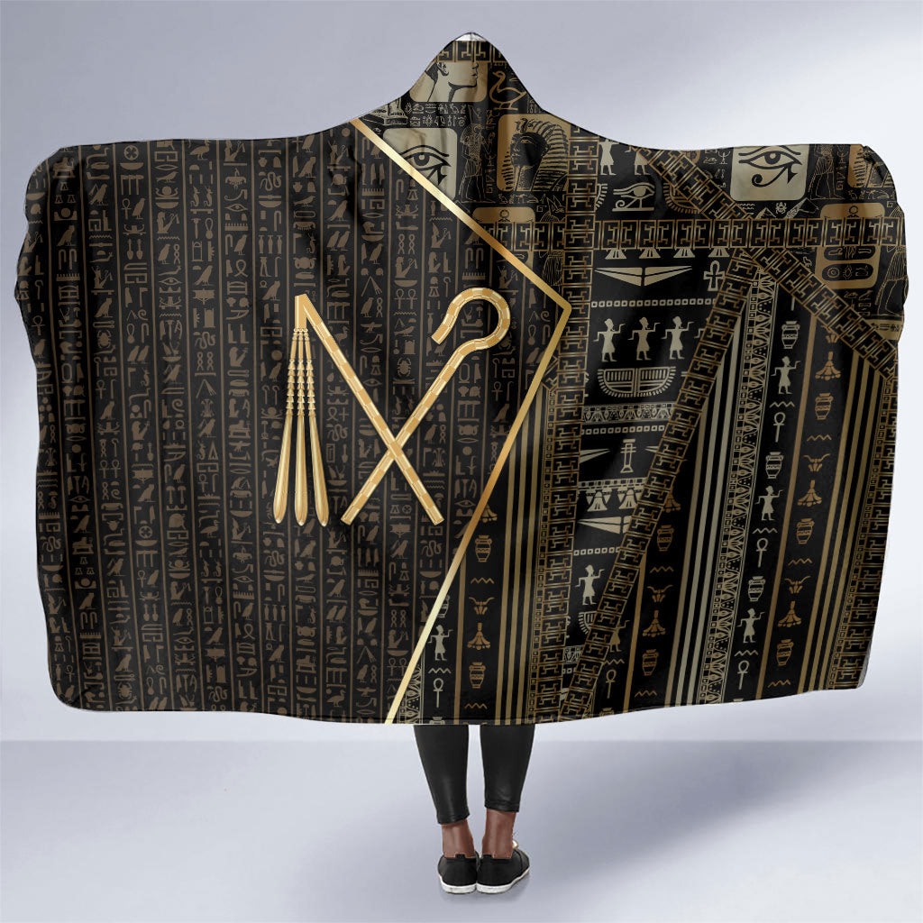 Egypt Crook And Flail Hooded Blanket Ancient Mythology Pharaoh Royalty Gold