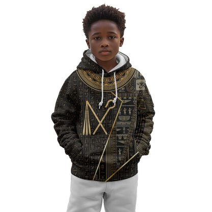 Egypt Crook And Flail Kid Hoodie Ancient Mythology Pharaoh Royalty Gold