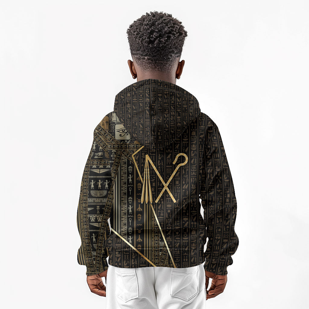 Egypt Crook And Flail Kid Hoodie Ancient Mythology Pharaoh Royalty Gold