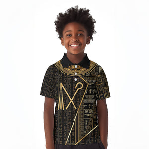 Egypt Crook And Flail Kid Polo Shirt Ancient Mythology Pharaoh Royalty Gold