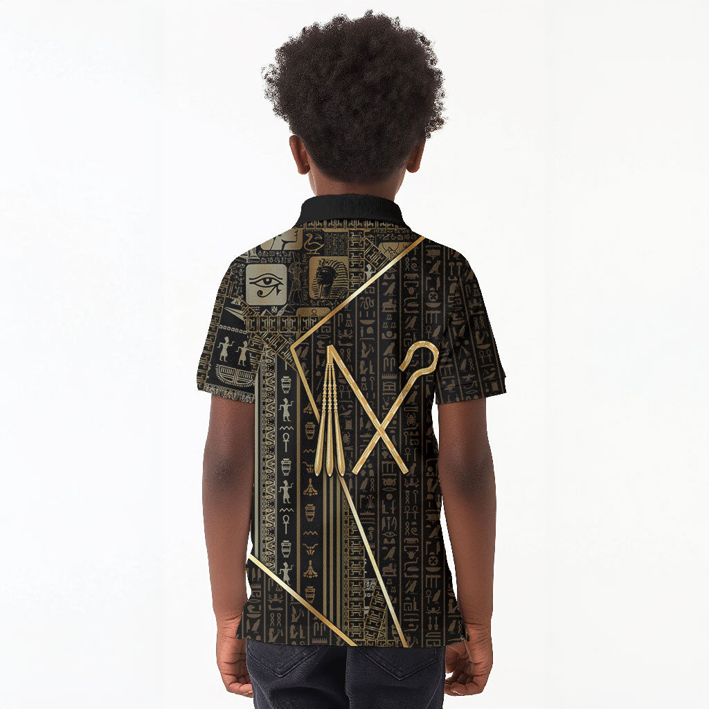 Egypt Crook And Flail Kid Polo Shirt Ancient Mythology Pharaoh Royalty Gold