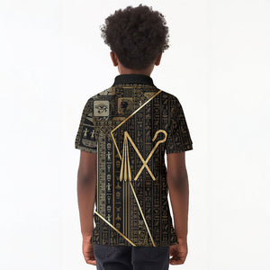 Egypt Crook And Flail Kid Polo Shirt Ancient Mythology Pharaoh Royalty Gold