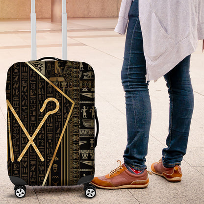 Egypt Crook And Flail Luggage Cover Ancient Mythology Pharaoh Royalty Gold