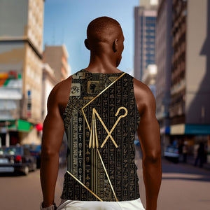 Egypt Crook And Flail Men Tank Top Ancient Mythology Pharaoh Royalty Gold