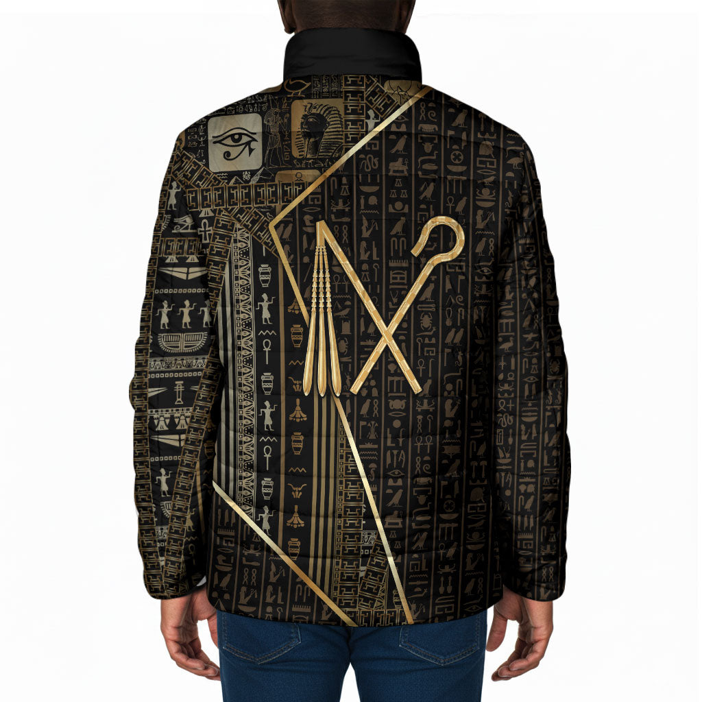 Egypt Crook And Flail Padded Jacket Ancient Mythology Pharaoh Royalty Gold