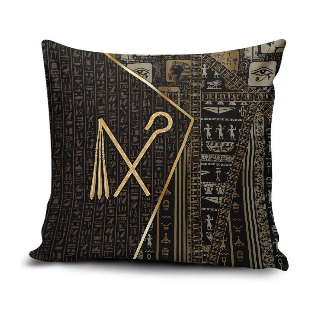 Egypt Crook And Flail Pillow Cover Ancient Mythology Pharaoh Royalty Gold