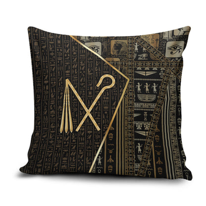 Egypt Crook And Flail Pillow Cover Ancient Mythology Pharaoh Royalty Gold