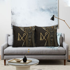 Egypt Crook And Flail Pillow Cover Ancient Mythology Pharaoh Royalty Gold