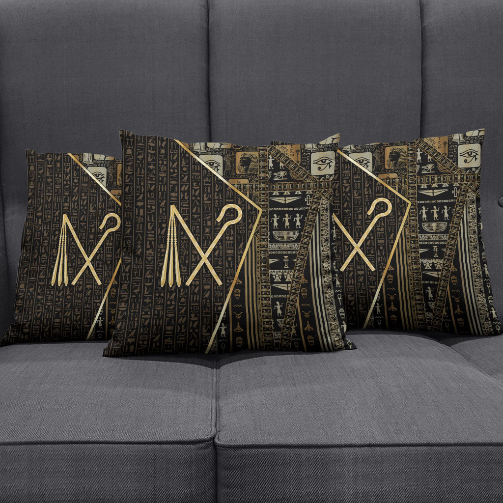 Egypt Crook And Flail Pillow Cover Ancient Mythology Pharaoh Royalty Gold