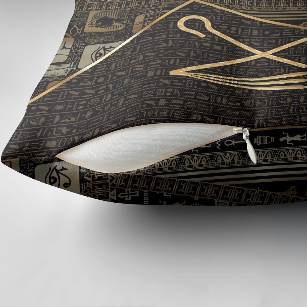Egypt Crook And Flail Pillow Cover Ancient Mythology Pharaoh Royalty Gold