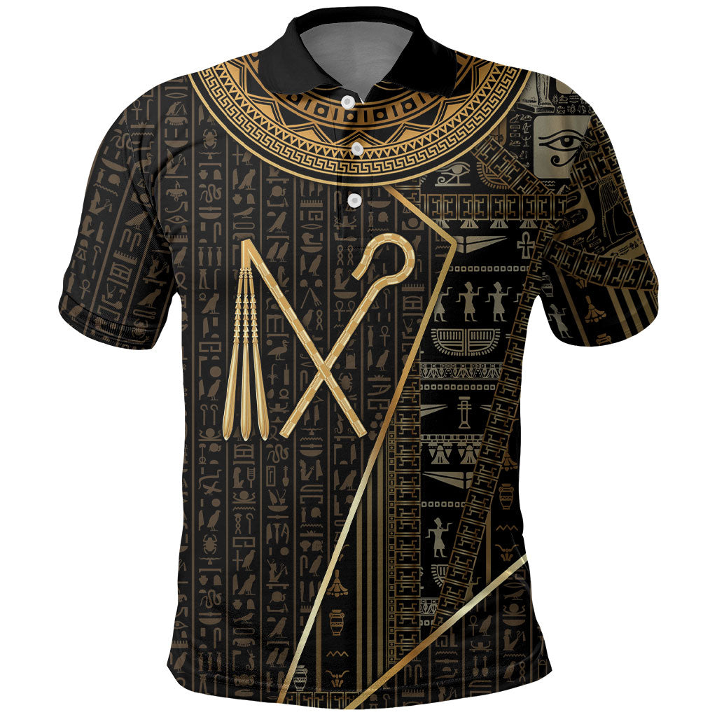 Egypt Crook And Flail Polo Shirt Ancient Mythology Pharaoh Royalty Gold