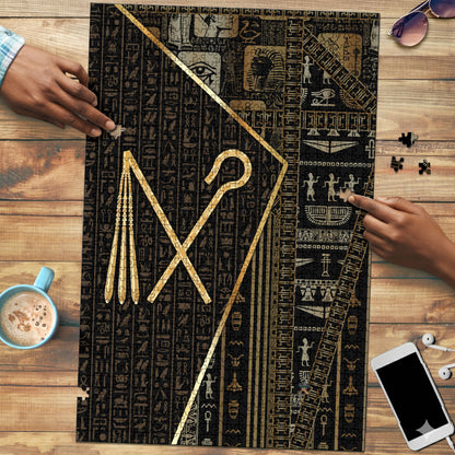 Egypt Crook And Flail Puzzle Ancient Mythology Pharaoh Royalty Gold